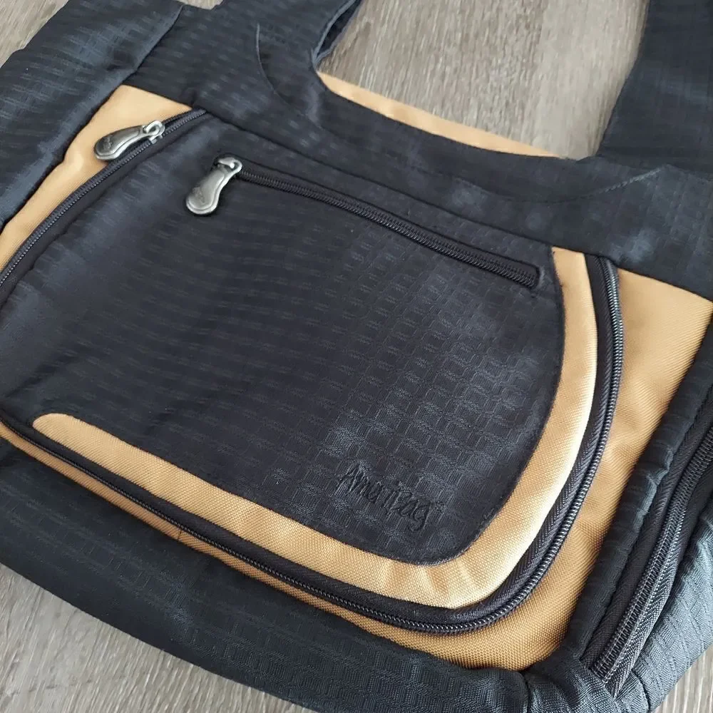 AMERIBAG Messenger Laptop Bag Black Tan